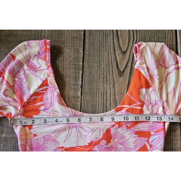 Free People Dress XS Pink Orange Floral Maxi Boho Flowy 70s Retro Maximalist - Picture 7 of 11